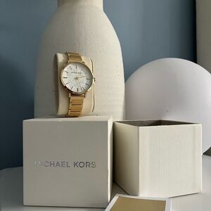 Michael Kors Gold-Tone Watch with White Dial